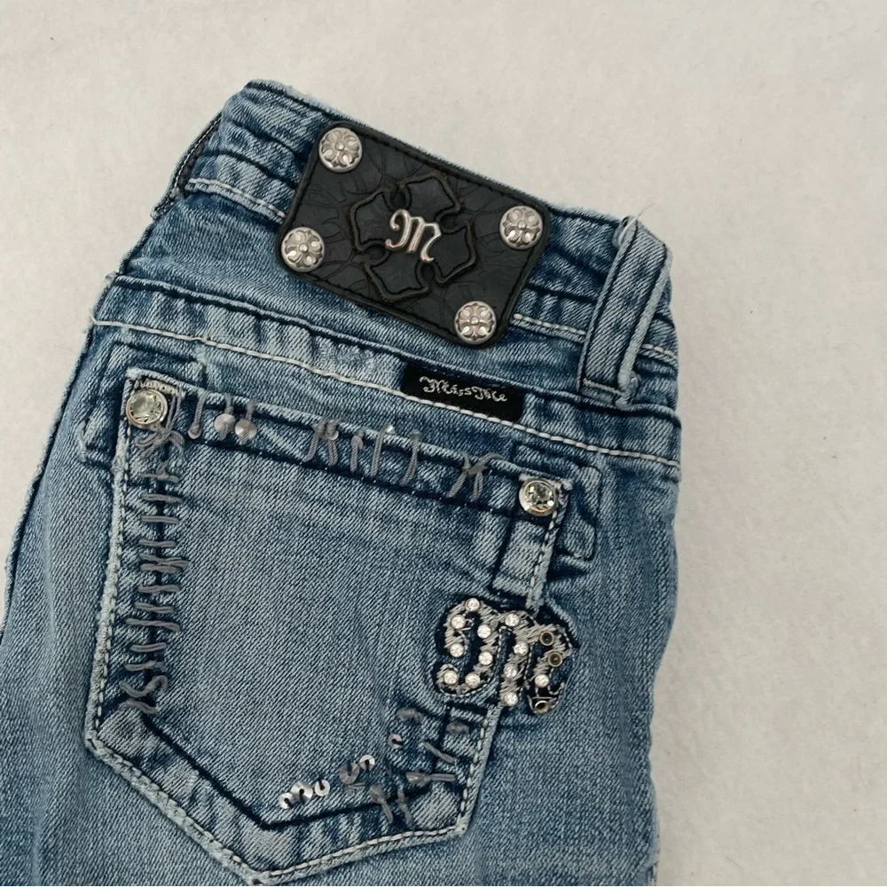 MISS ME JEANS Women’s JE534OB5X Boot Distressed knees embellished pockets sz 25 - Picture 6 of 14